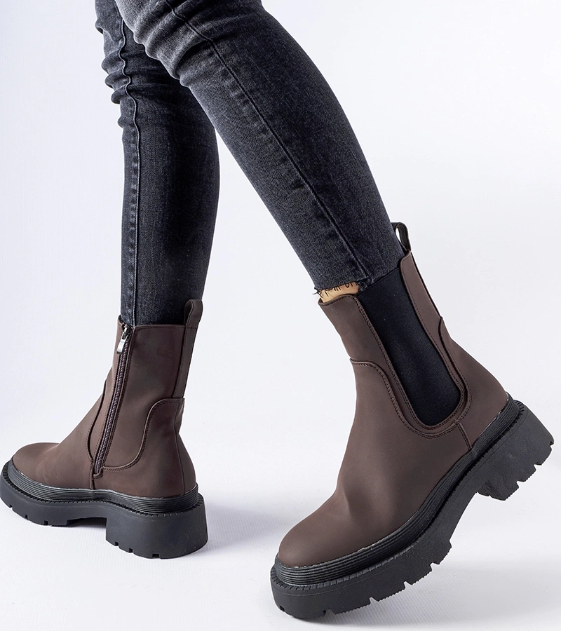 Barna, vastag bélelt bokacsizma Banaudon