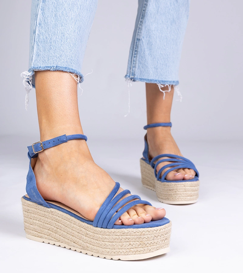 Panola kék platformos espadrille szandál
