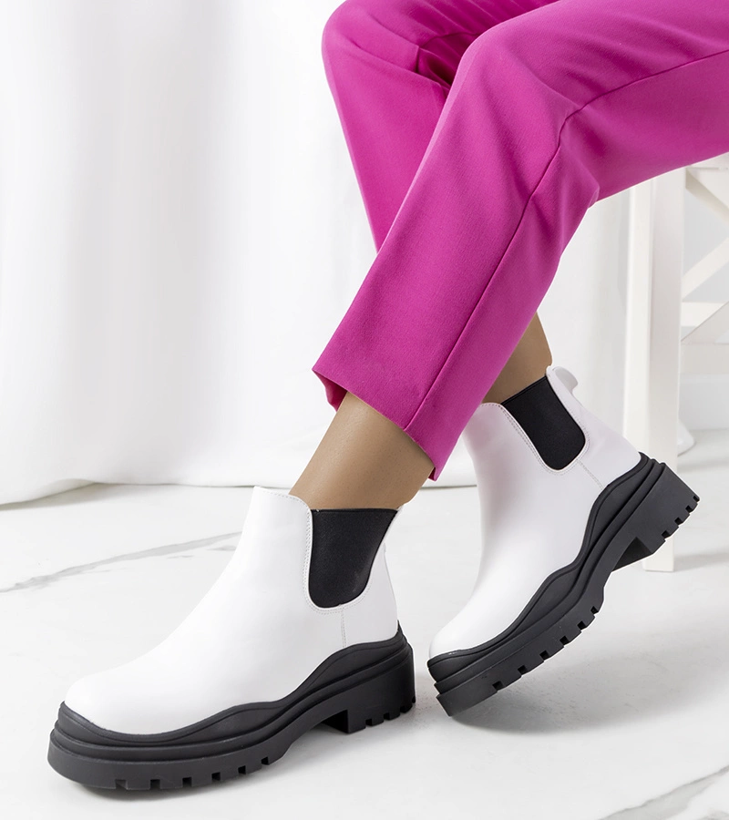 Fehér magas talpú Wekey bokacsizma