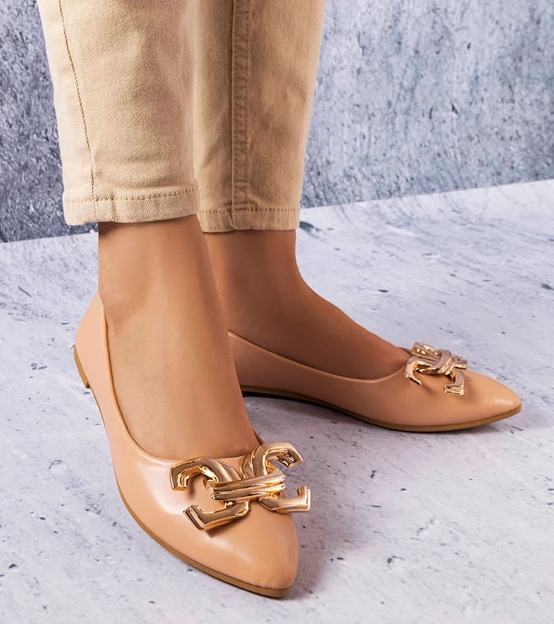 Vallée díszítéssel sötét bézs balerina