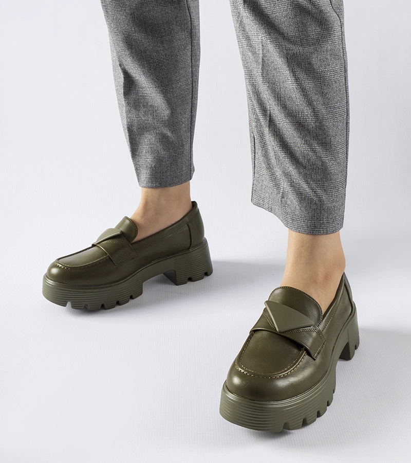 Zöld Eligio mokaszin vastag talppal