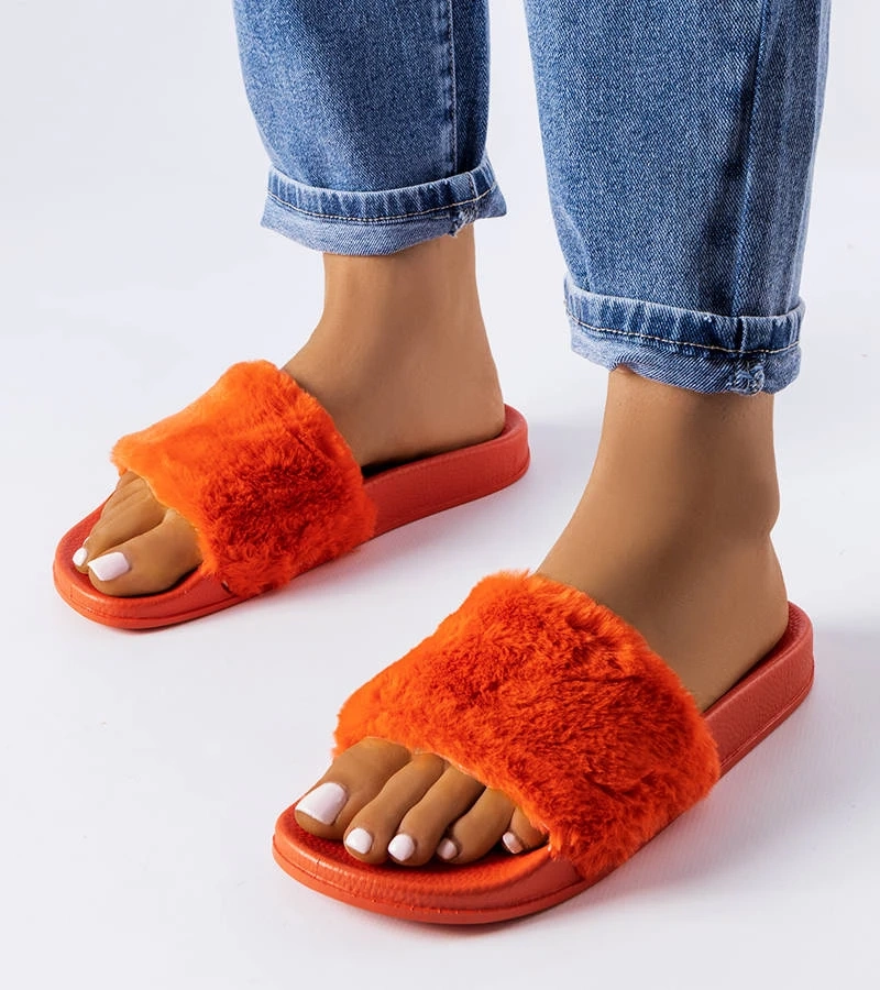 Raffaele narancssárga szőrös papucsok