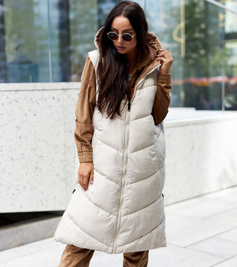 Fehér-barna hosszú kétoldalas mellény Simon