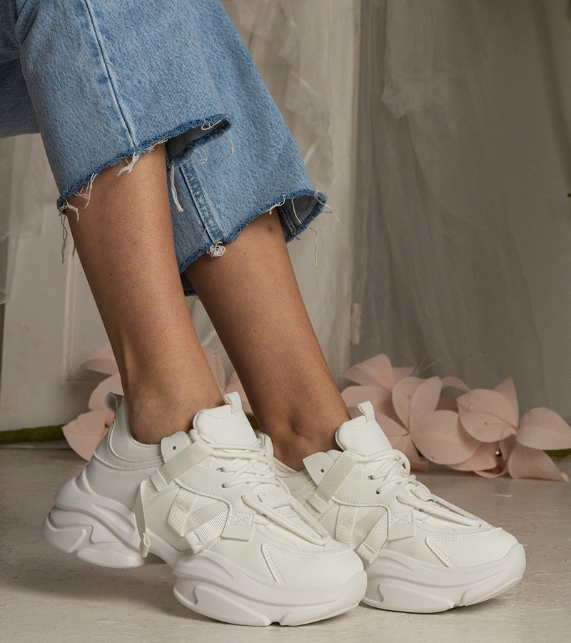 Zarina női fehér masszív sportos tornacipő