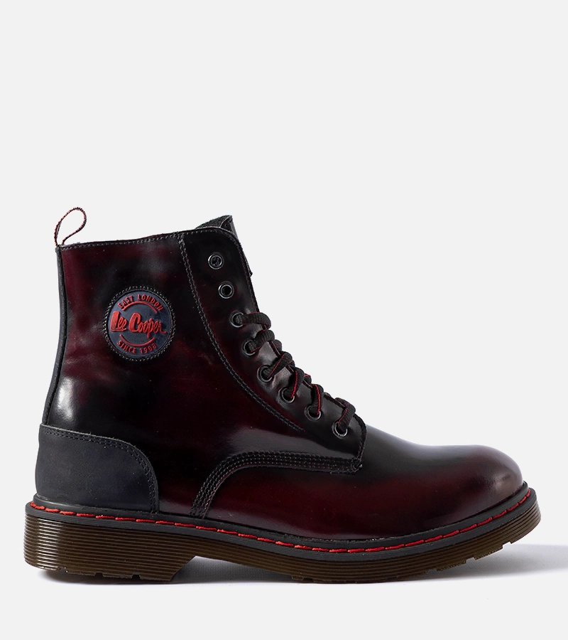 Bordó melegített bőrbakancsok LCJP-20-01-013