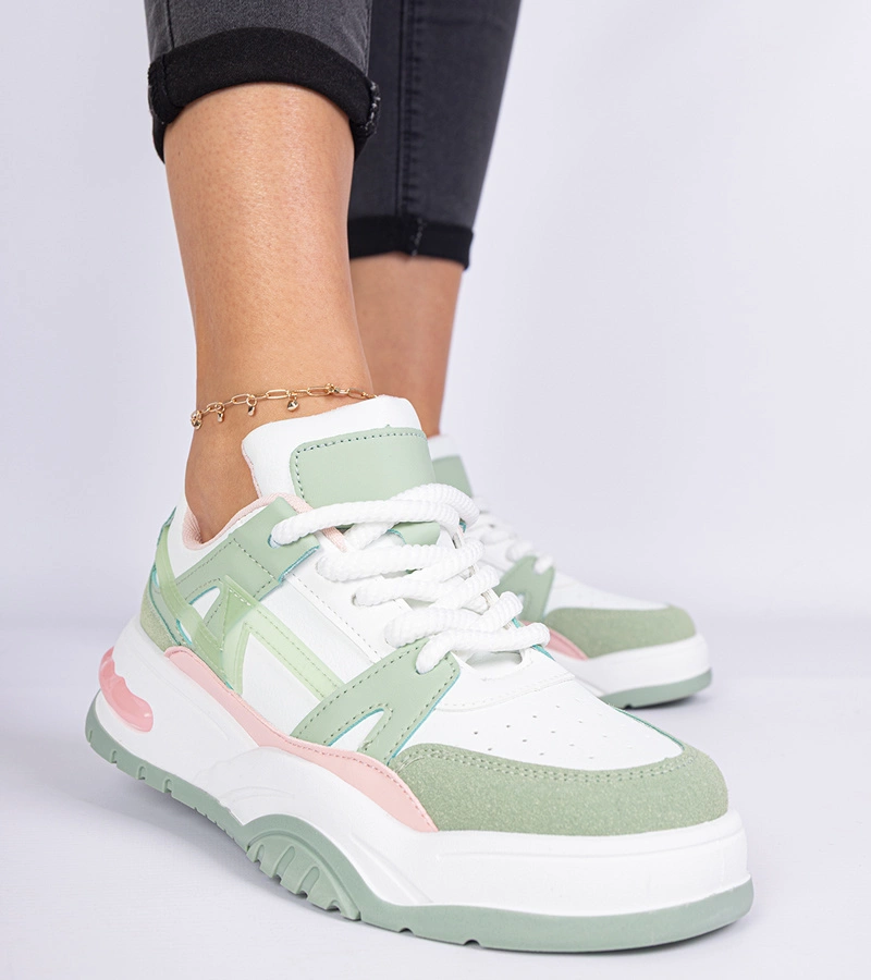 Luciana vastag cipőfűzős zöld tornacipő