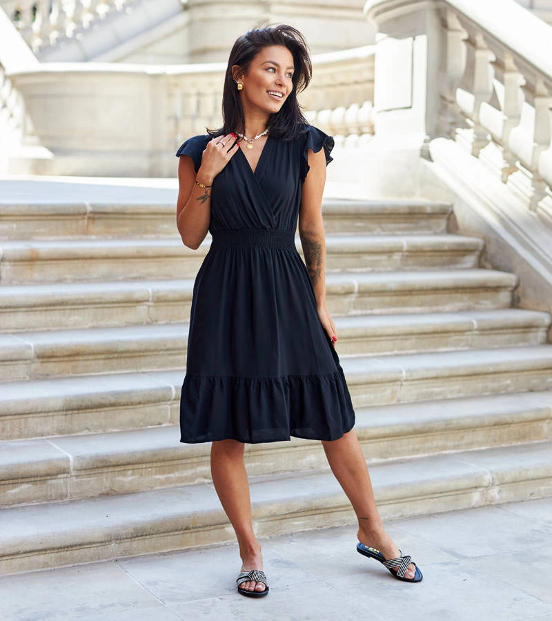 Fekete ráncolt Estensi ruha