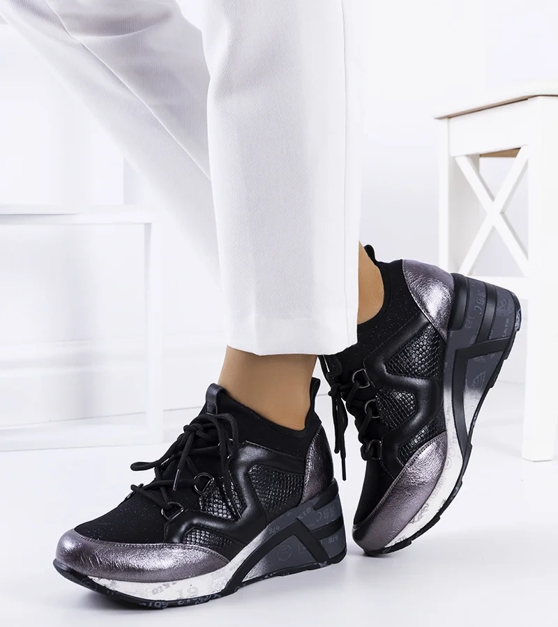 Fekete-fém szandálkák Bluflon talppal