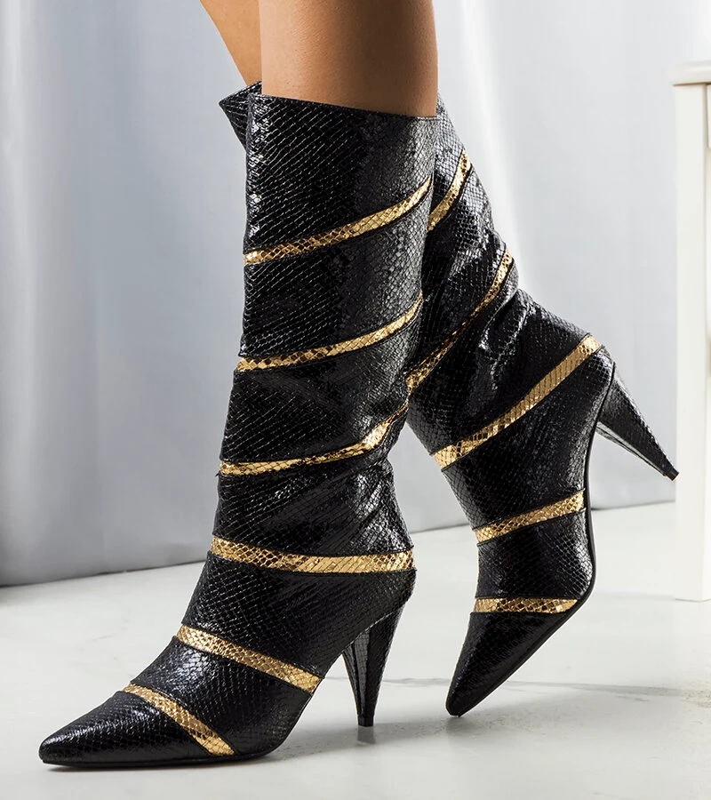 Fekete-arany bélelt csizma Nevzo