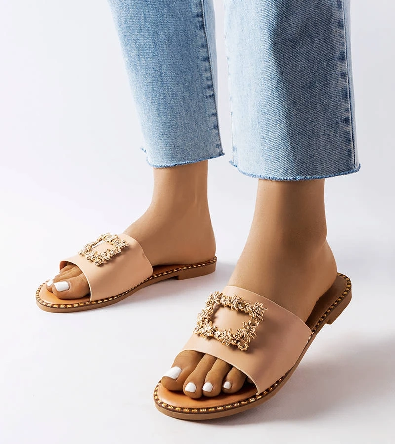 Miriama díszes bézs papucsok