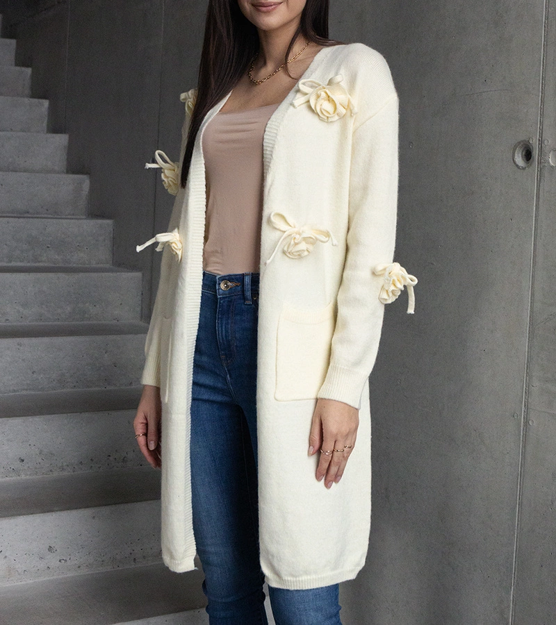 Hosszú fehér kardigán Lira