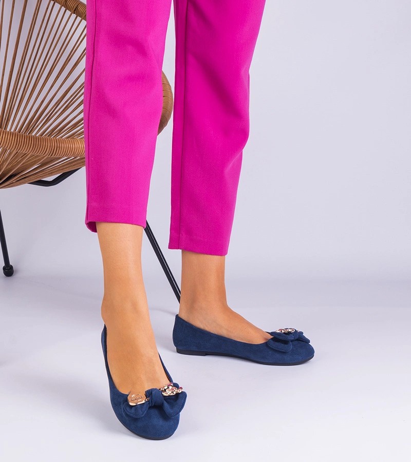 Merasol sötétkék klasszikus balerinacipők masnival