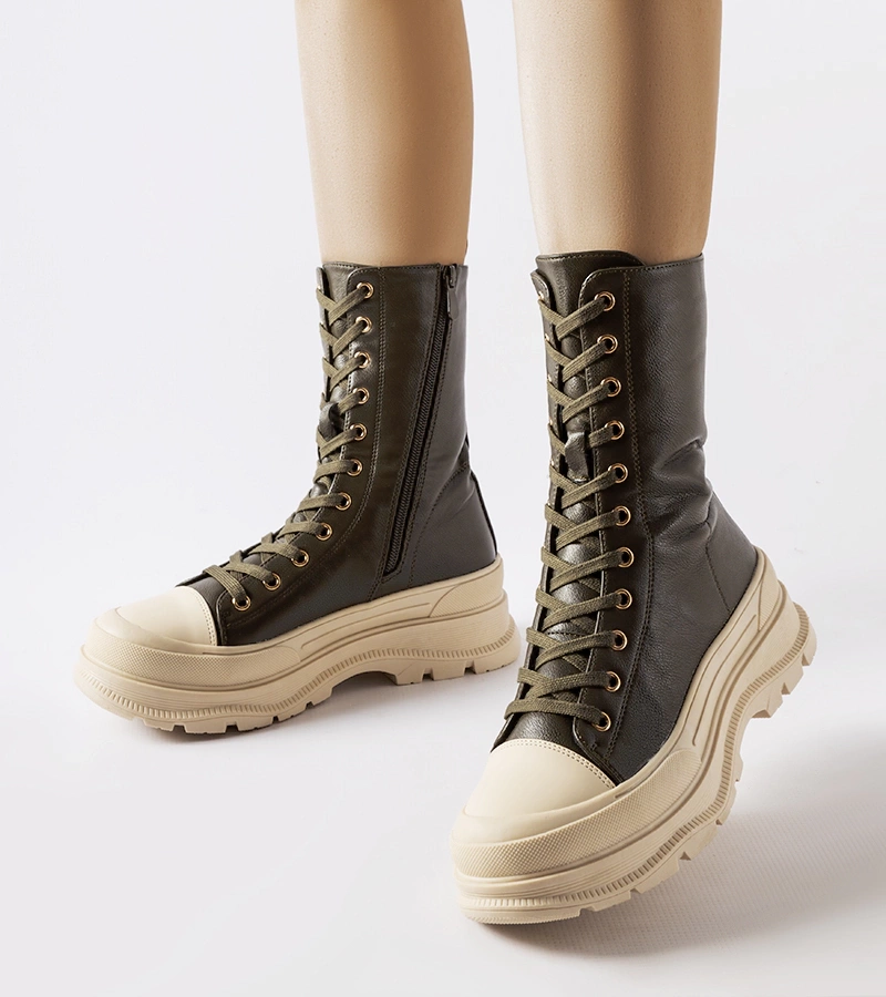 Sötétzöld vastag talpú Giselda cipők