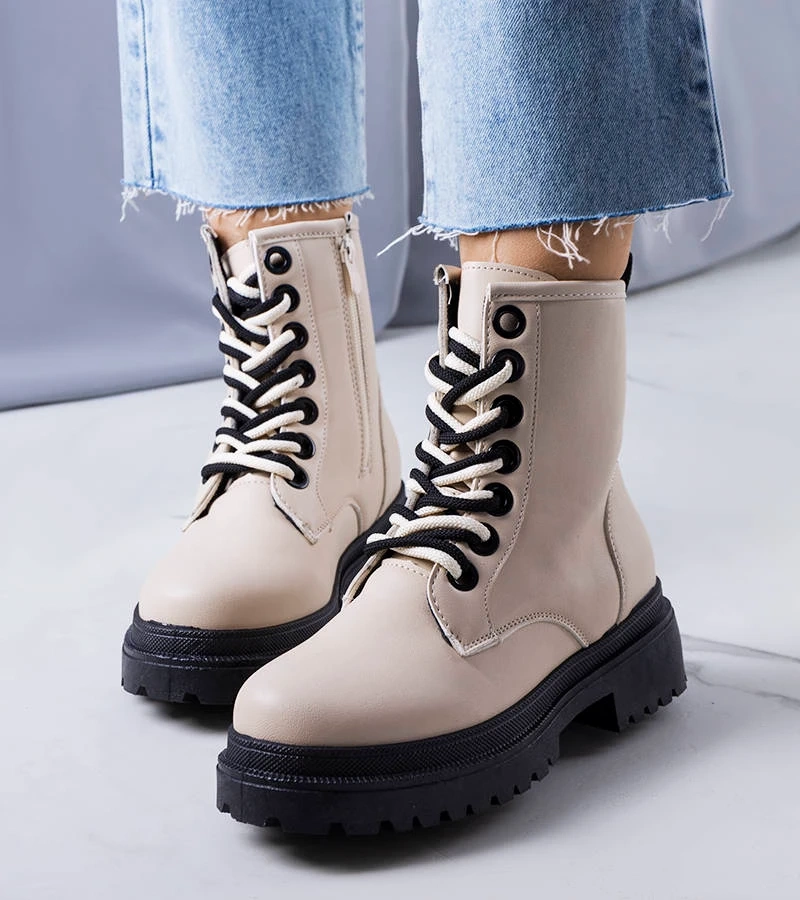 Jolene melegített bézs bokacsizma