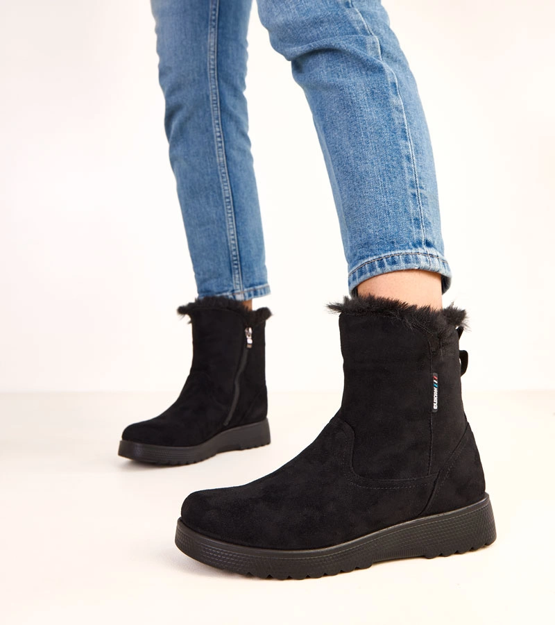 Fekete női melegített művelúr bokacsizma Breyra