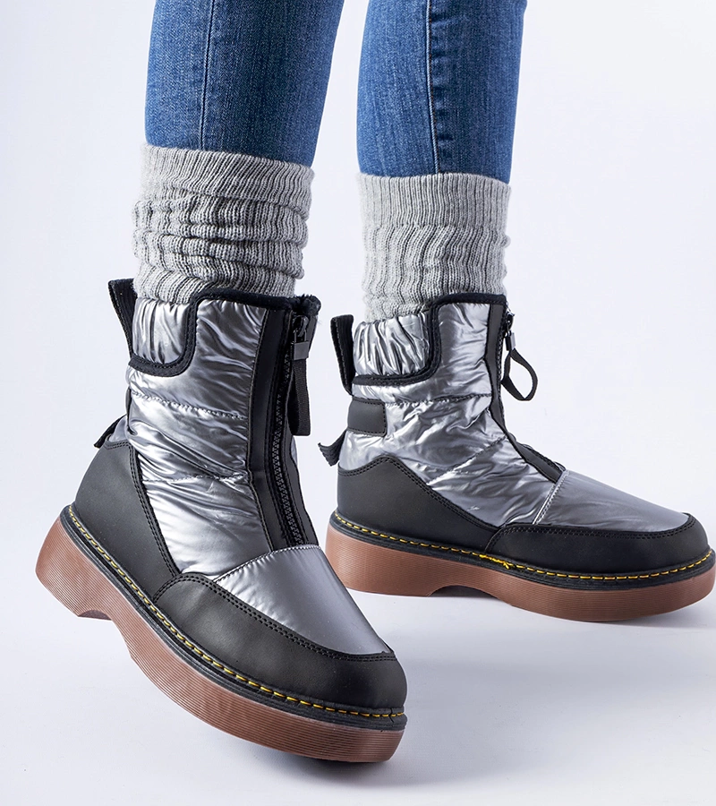 Szürke bélelt hócsizma cipzárakkal Callisto