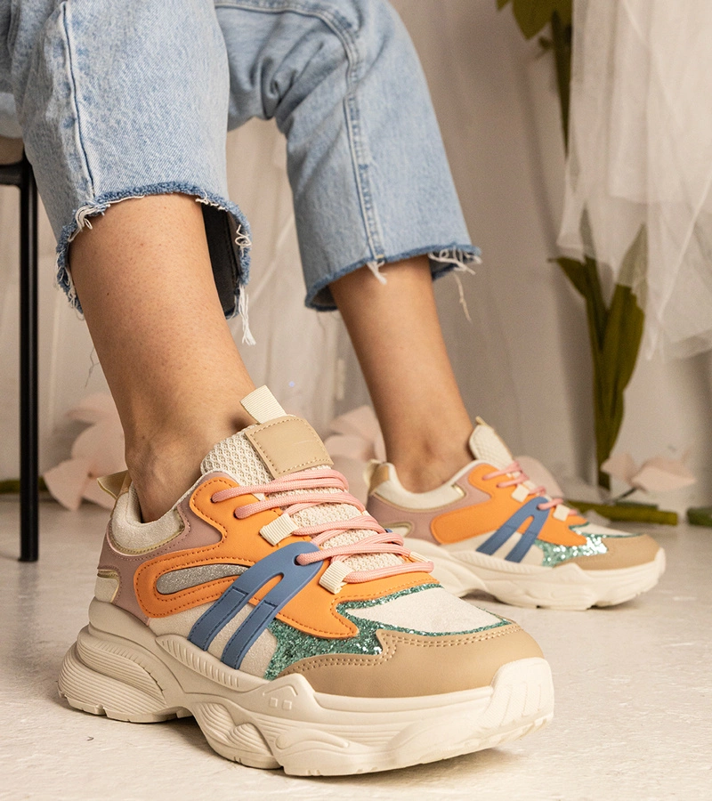 Narancssárga női sportos csillogó tornacipő Maleda