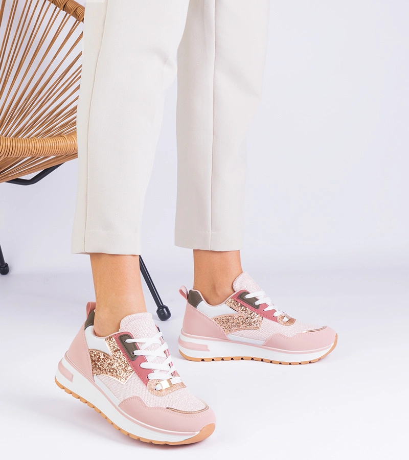 Rózsaszín platformos tornacipők csillámmal díszítve Sonata