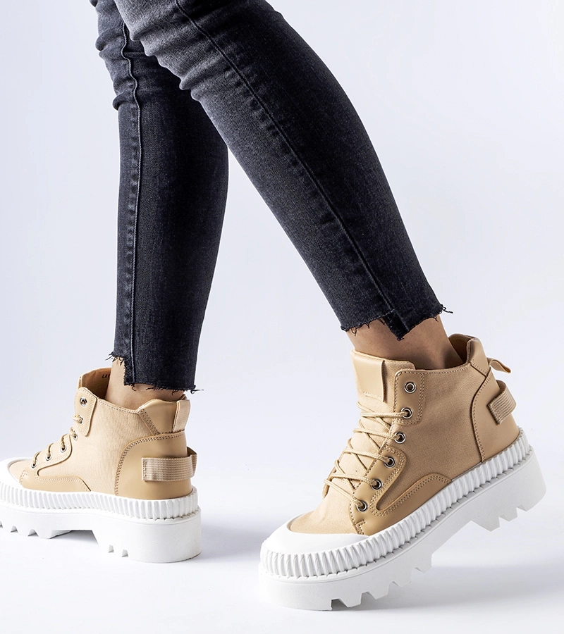 Sötét bézs platformos tornacipők Grotta