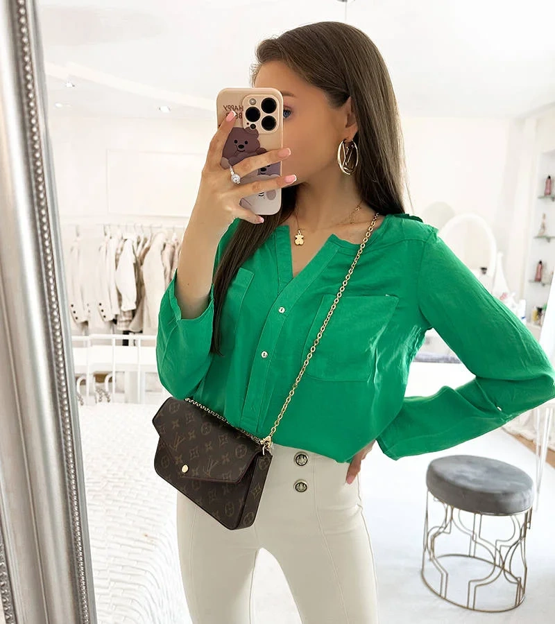 Zöld laza fazonú Clairs blúz