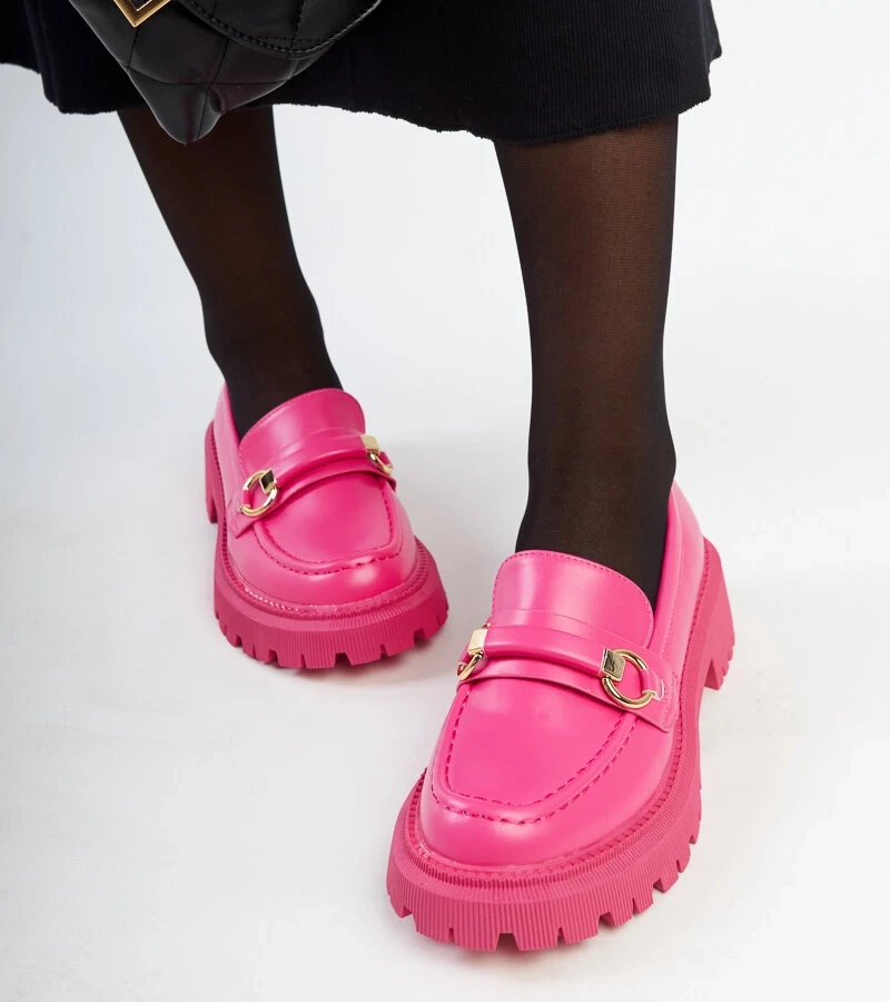 Lasima sötétrózsaszín mokaszinok csattal