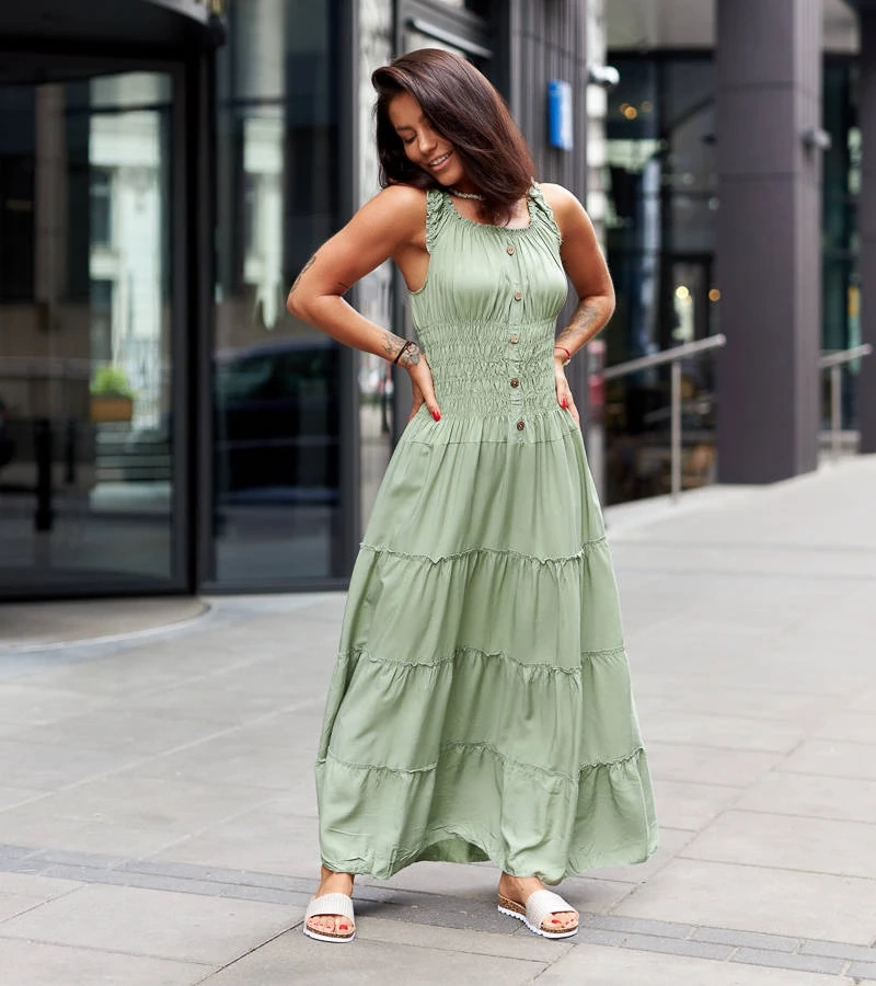 Zöld laza fazonú Norberto ruha