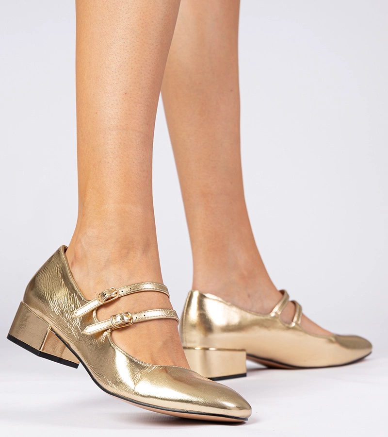 Demara női arany magassarkú szandál pántokkal