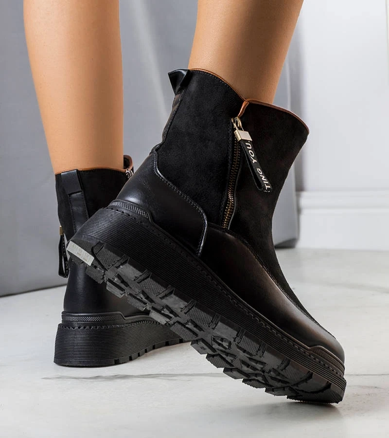 Fekete melegített platformos csizma Niklas