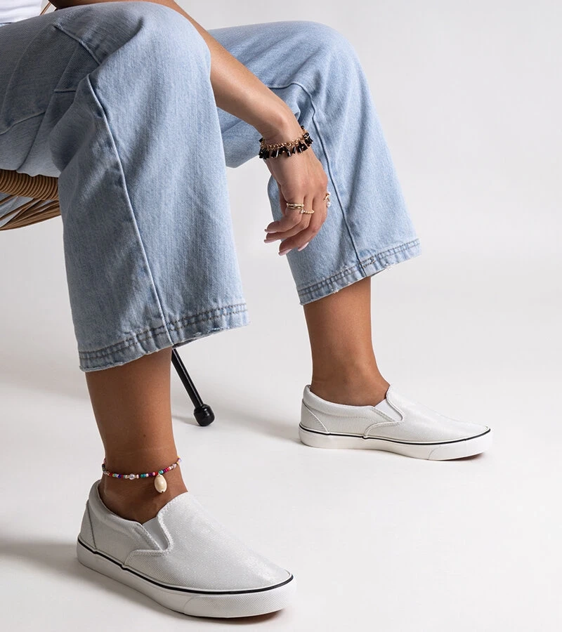 Fehér csillogó Lublubah teniszcipők