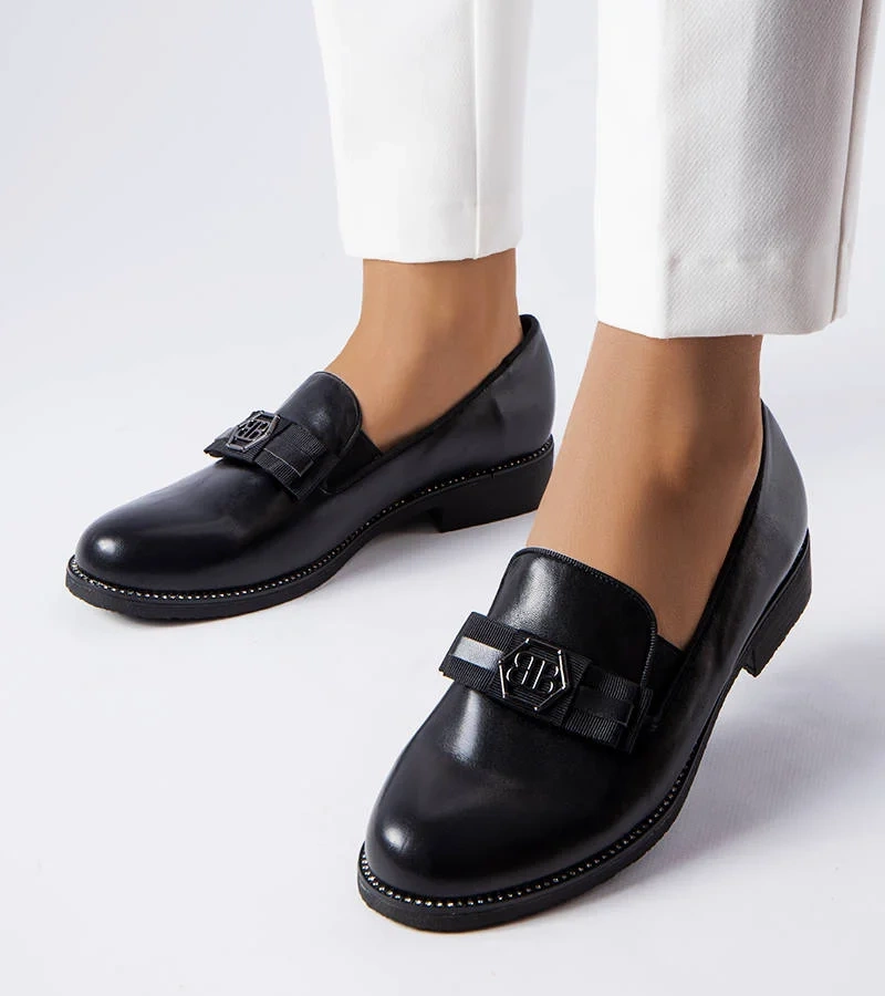 Fekete díszes mokaszin Tanguy