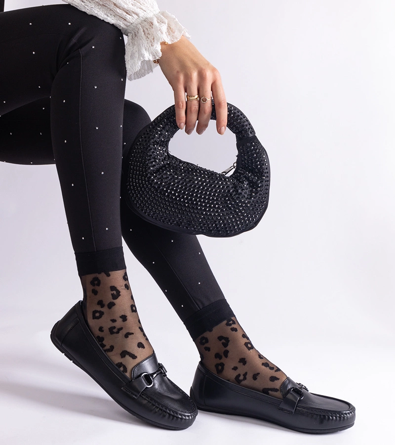 Pelayo fekete klasszikus mokaszinok ökobőrből