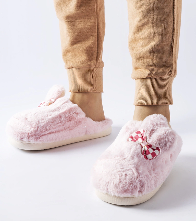 Bugás rózsaszín női melegített papucs