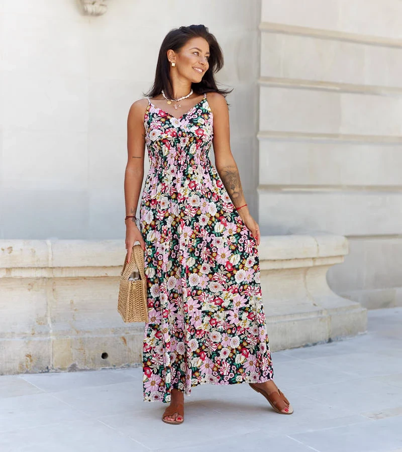 Rózsaszín mintás ruha Aza