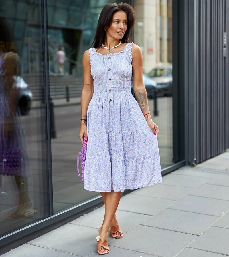 Nemzeti lila spagetti pántos ruha