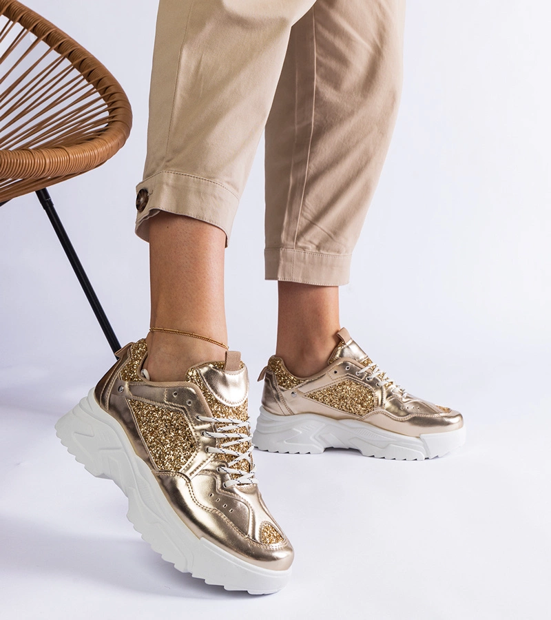 Caraballo arany női tornacipő csillogó betétekkel