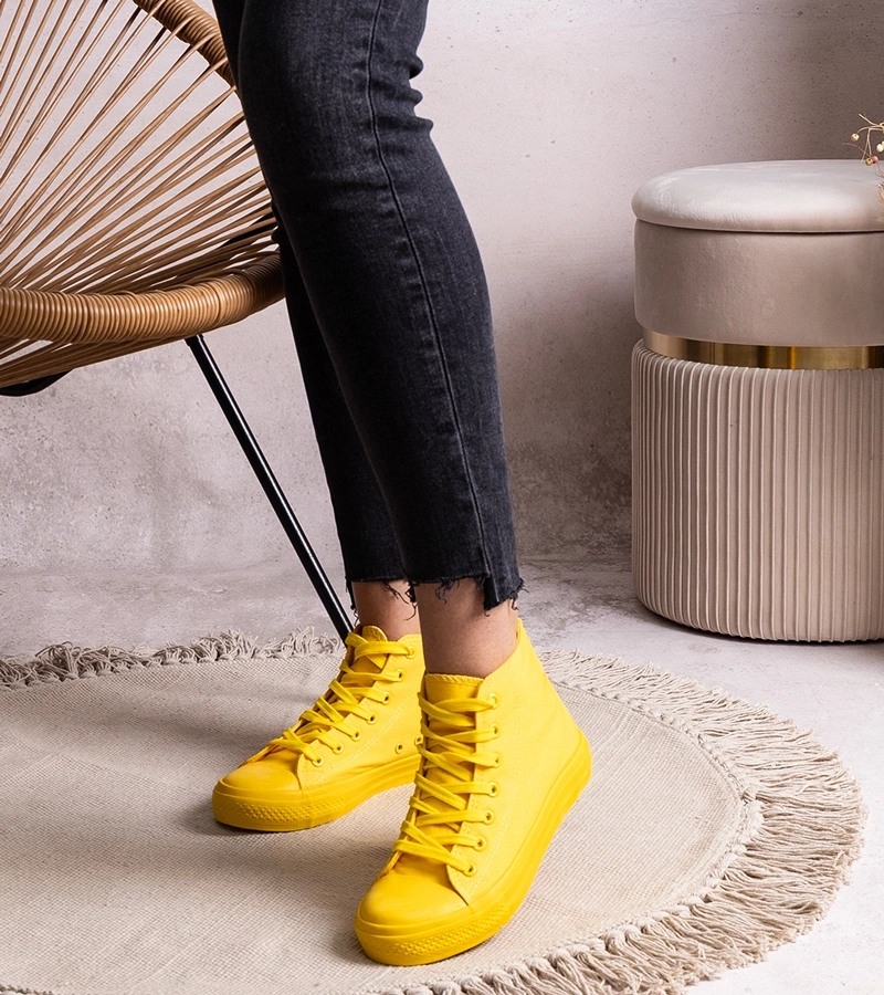 Rafife sárga magas tornacipők