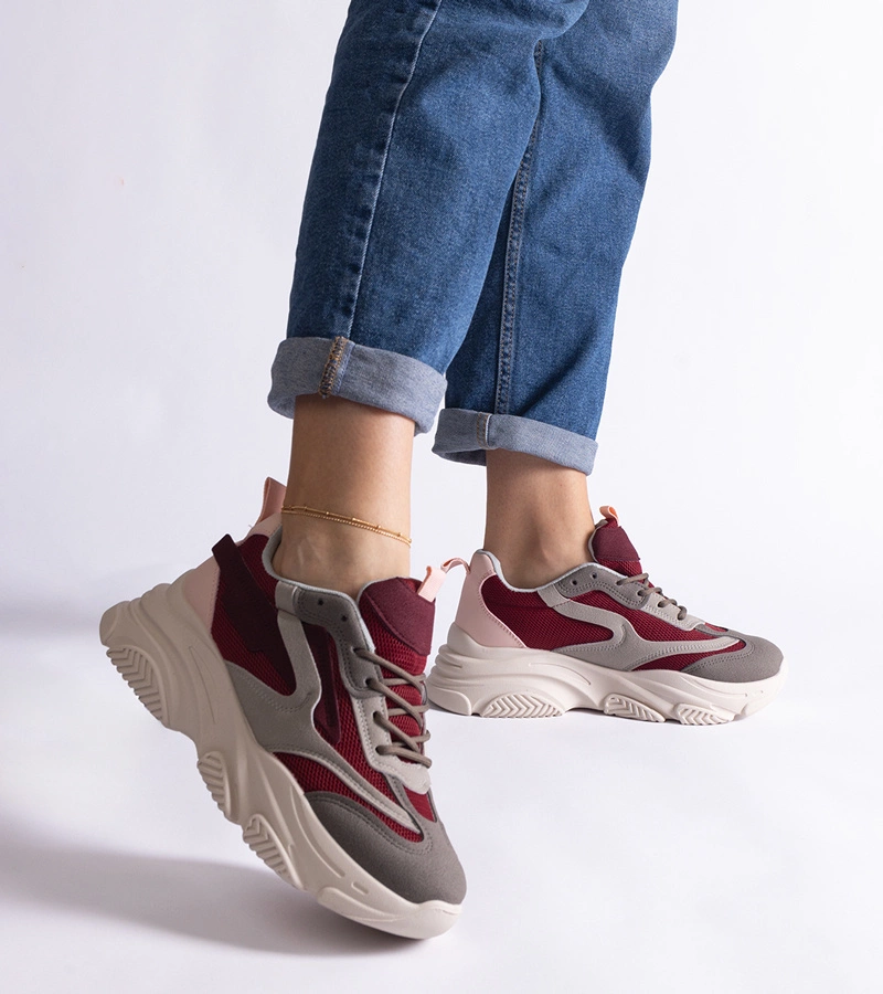 Bordó-szürke női Milenka tornacipő