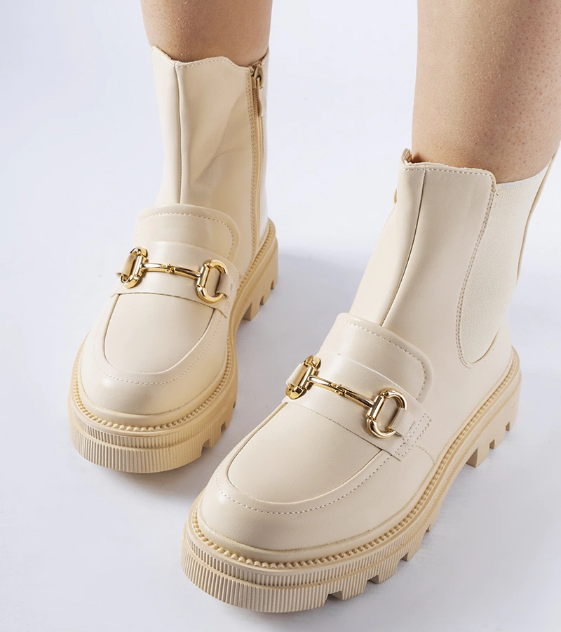 Sailetto látható talpú bézs bokacsizma