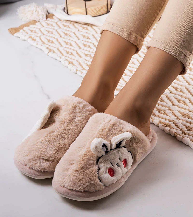 Fél Bunny bézs puha papucs
