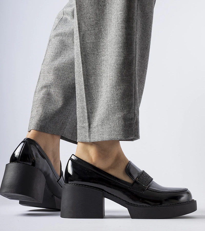 Fekete fényes bokacsizma Harrisburg