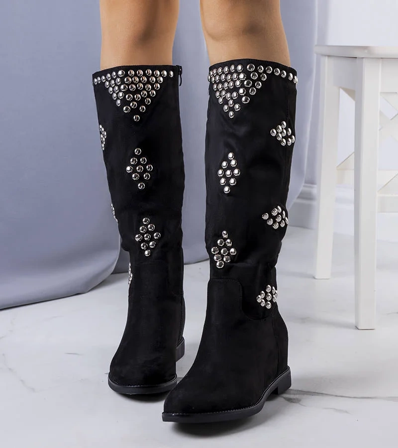 Fekete bélelt platformos csizma Rivalta