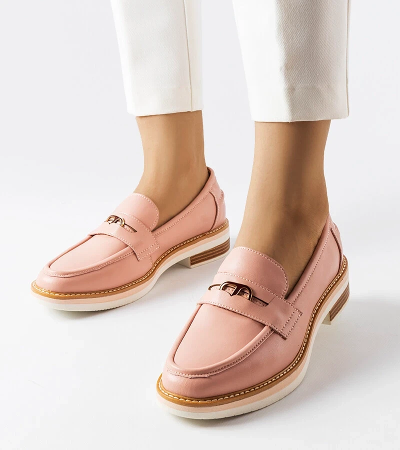 Rózsaszín bőr női mokaszinok Orlanda