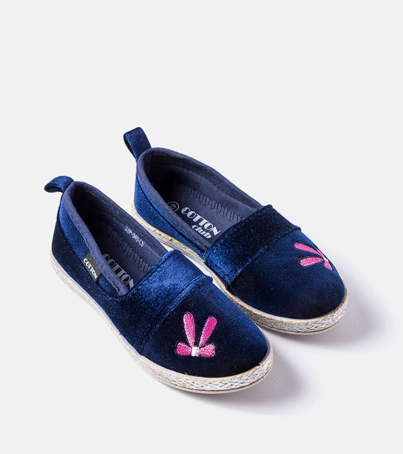 Patria sötétkék bársony balerinák