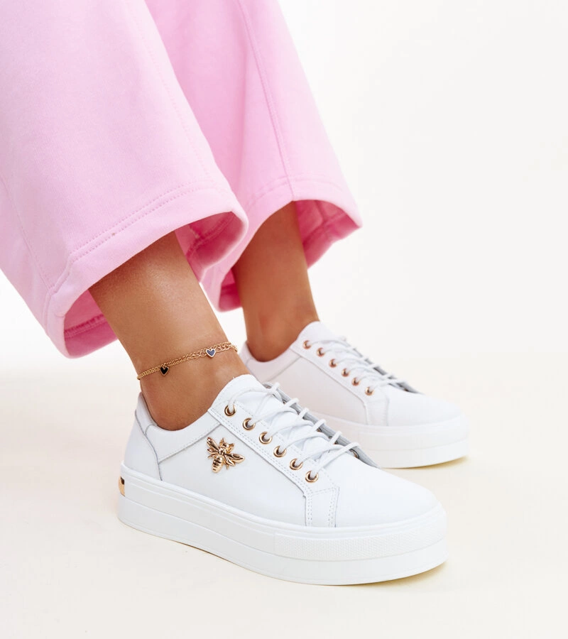 Mikka vastag talpú fehér bőr tornacipők