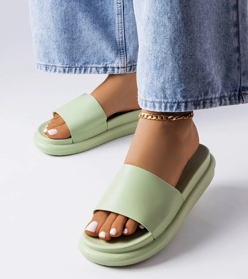 Zöld platformos papucsok Paquette