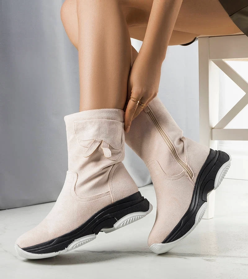 Destino meleg bézs bokacsizma