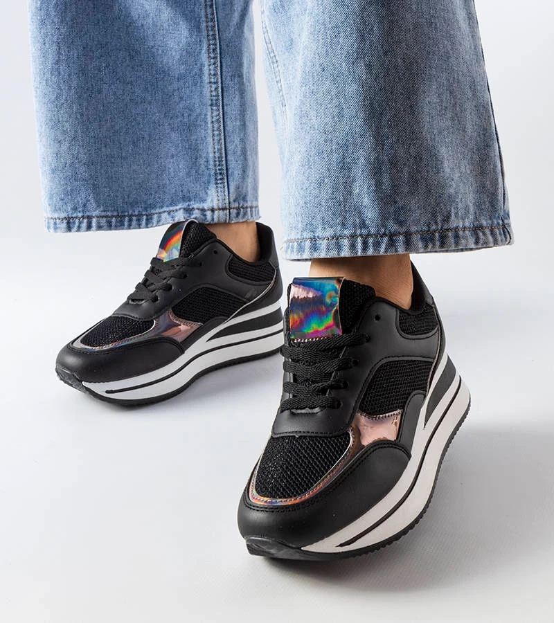 Fekete vastag talpú Ethel tornacipők