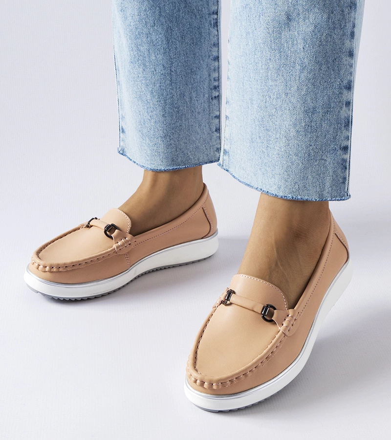 Rózsaszín mokaszin bőr talpbetéttel Vinceza