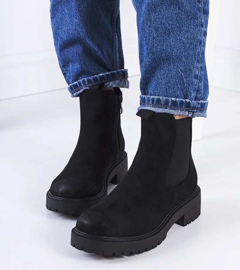 Fekete műszálas szövetből készült bokacsizma Ecrin