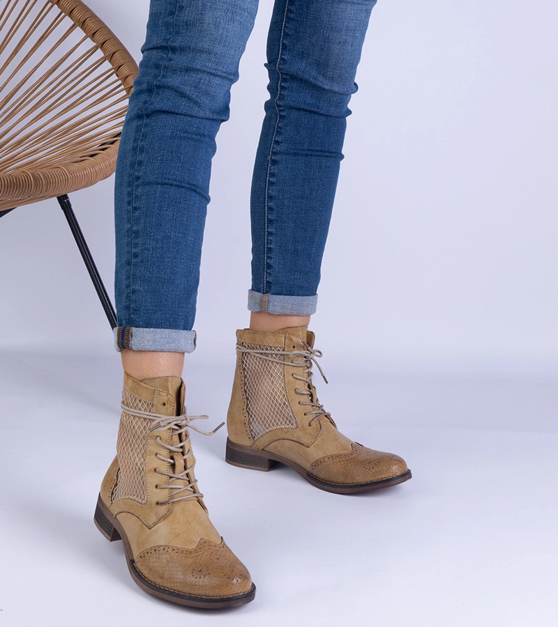 Sárga áttört lapos Reeves bokacsizma